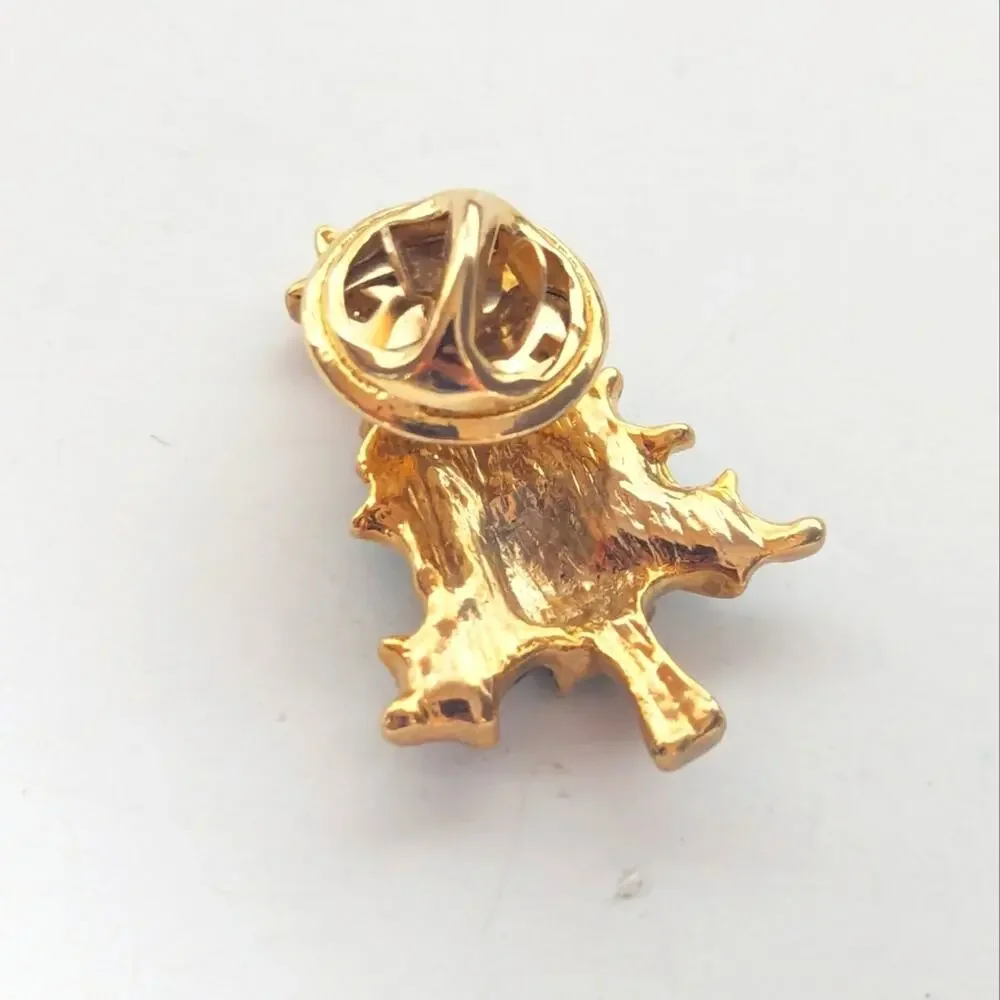 Vintage Estate Gold Tone Green Enamel Holiday Christmas Tree Lapel Pin Brooch